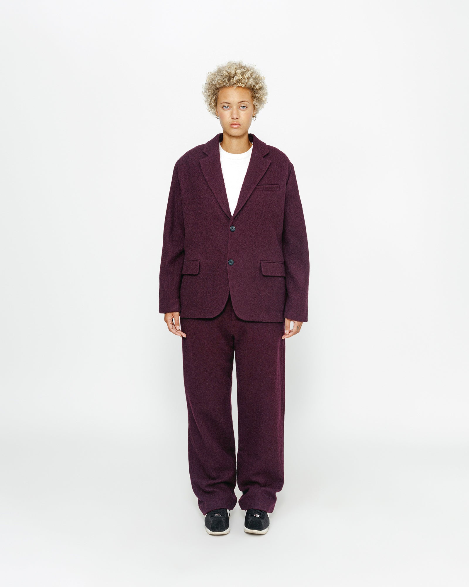 Relaxed Trouser Textured Wool in wine – Stüssy – Stussy AU
