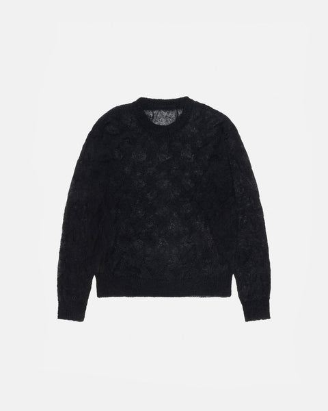 STÜSSY LOOSE KNIT CROSS CABLE SWEATER BLACK SWEATER