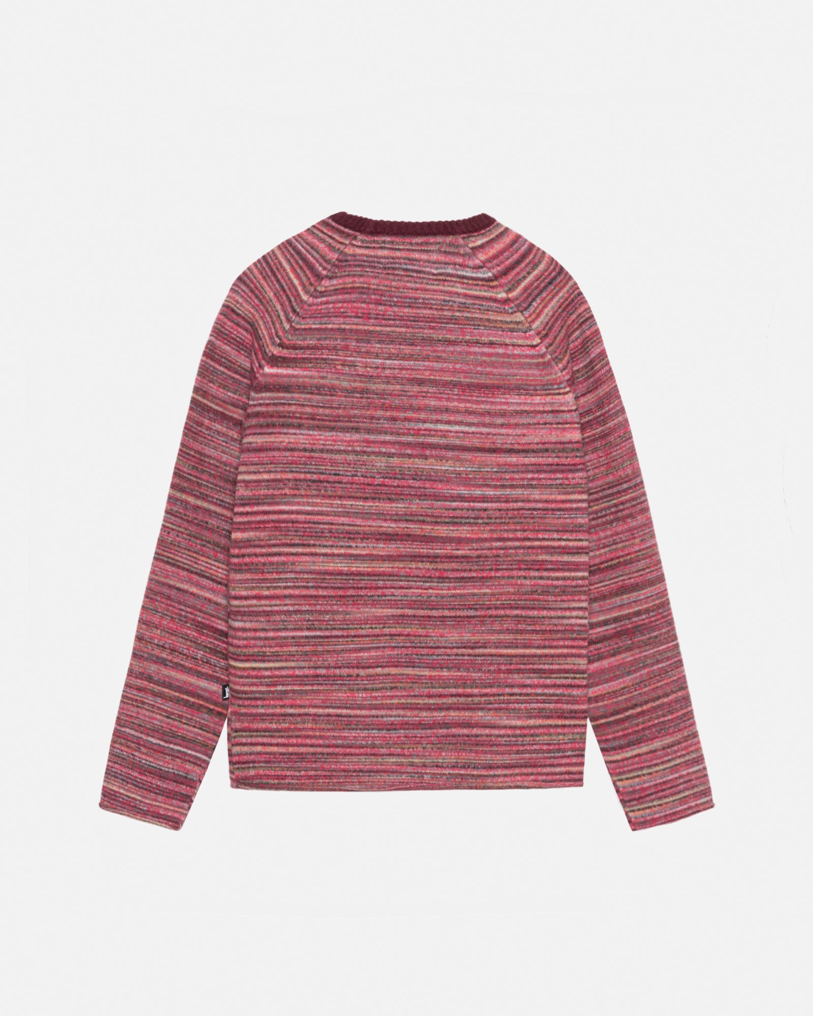 Textured Knit Contrast Collar Crew in red multi – Stüssy Textured Knit Contrast Collar Crew in red multi – Stüssy