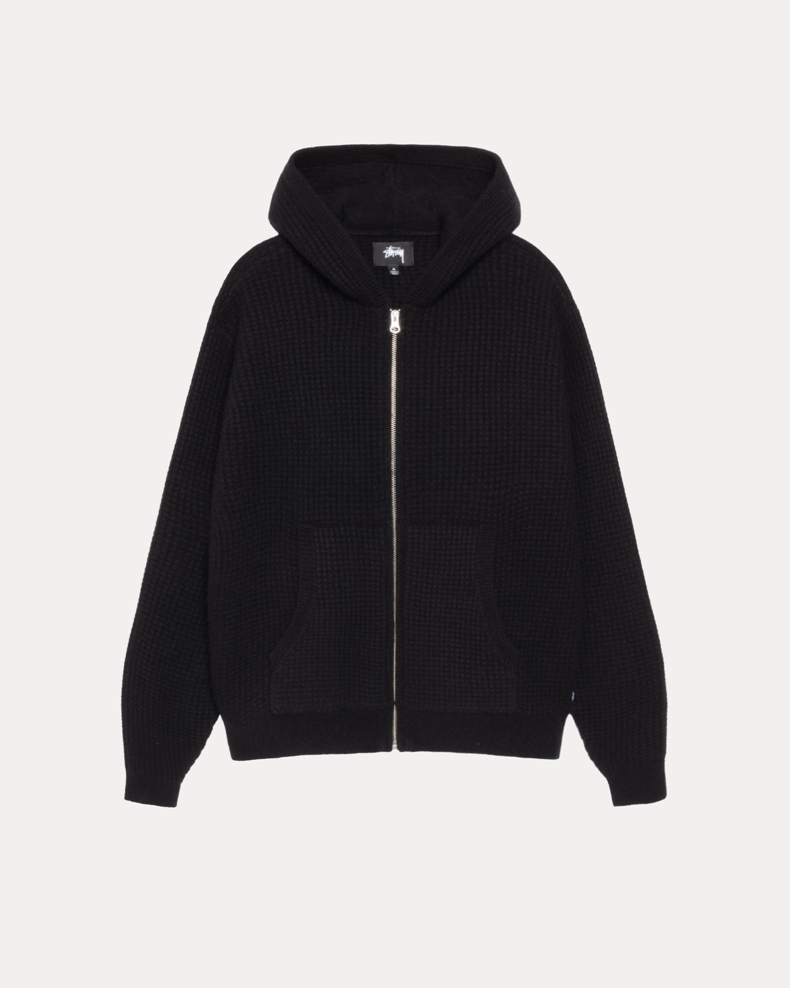 WAFFLE CASHMERE ZIP HOOD