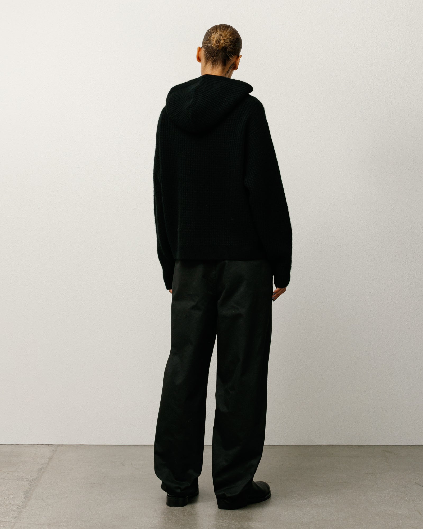 WAFFLE CASHMERE ZIP HOOD