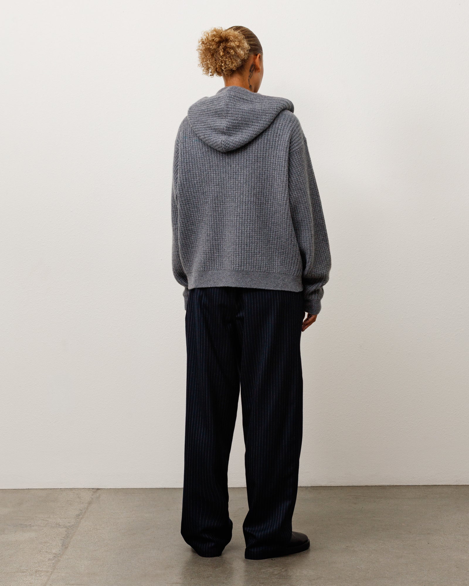 WAFFLE CASHMERE ZIP HOOD