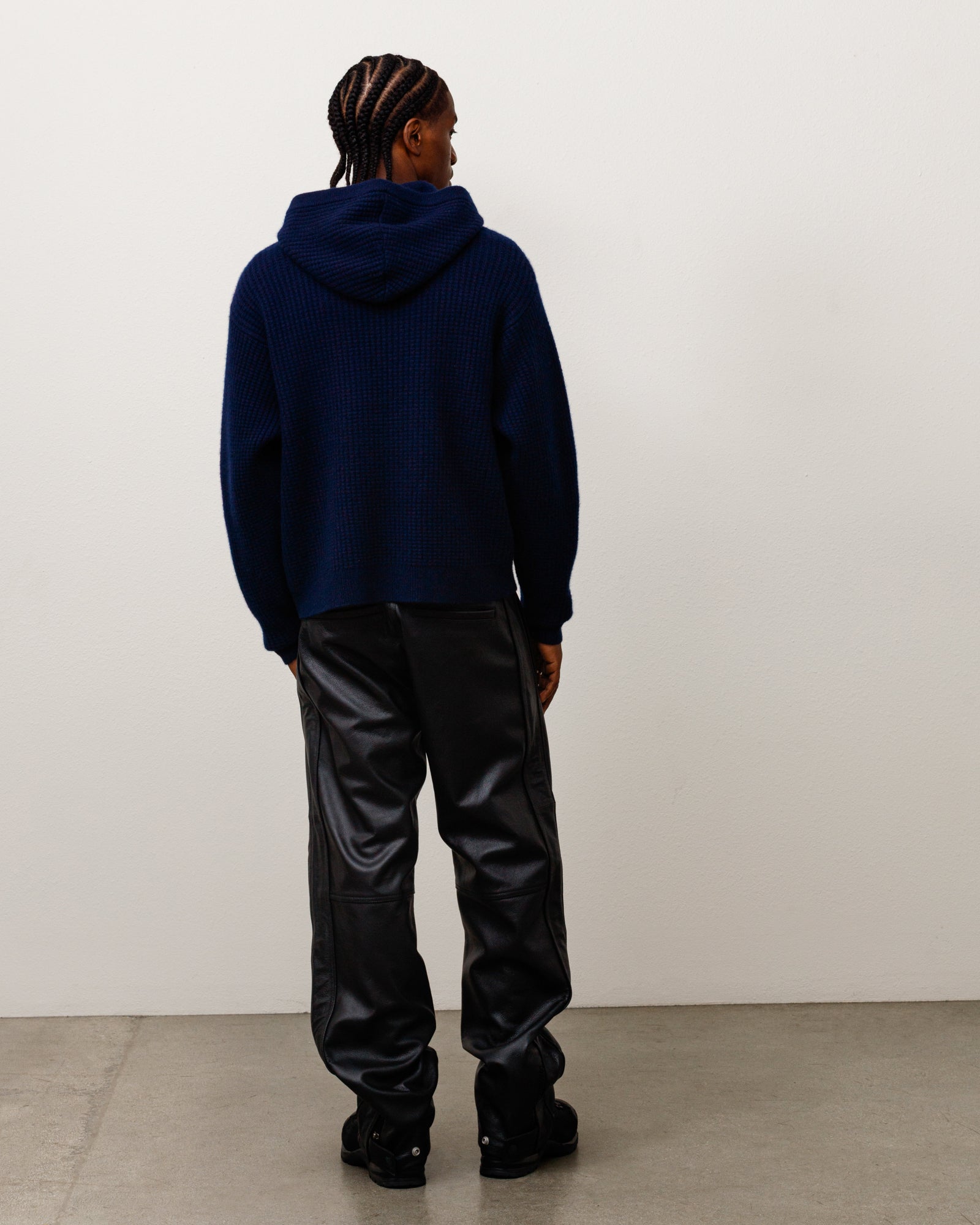 WAFFLE CASHMERE ZIP HOOD