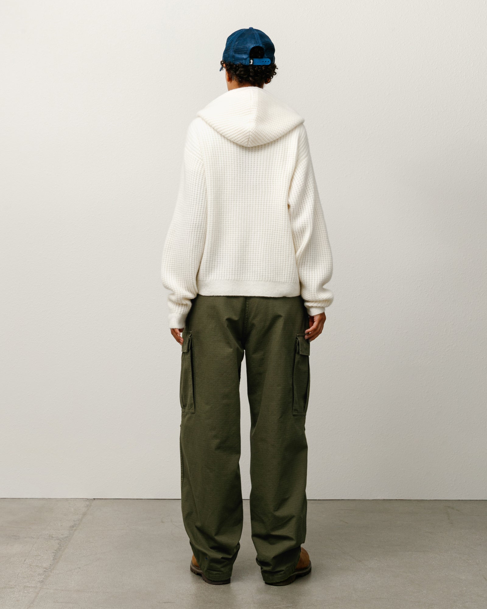 WAFFLE CASHMERE ZIP HOOD