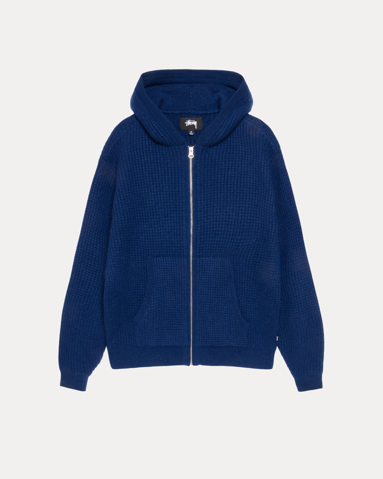 WAFFLE CASHMERE ZIP HOOD