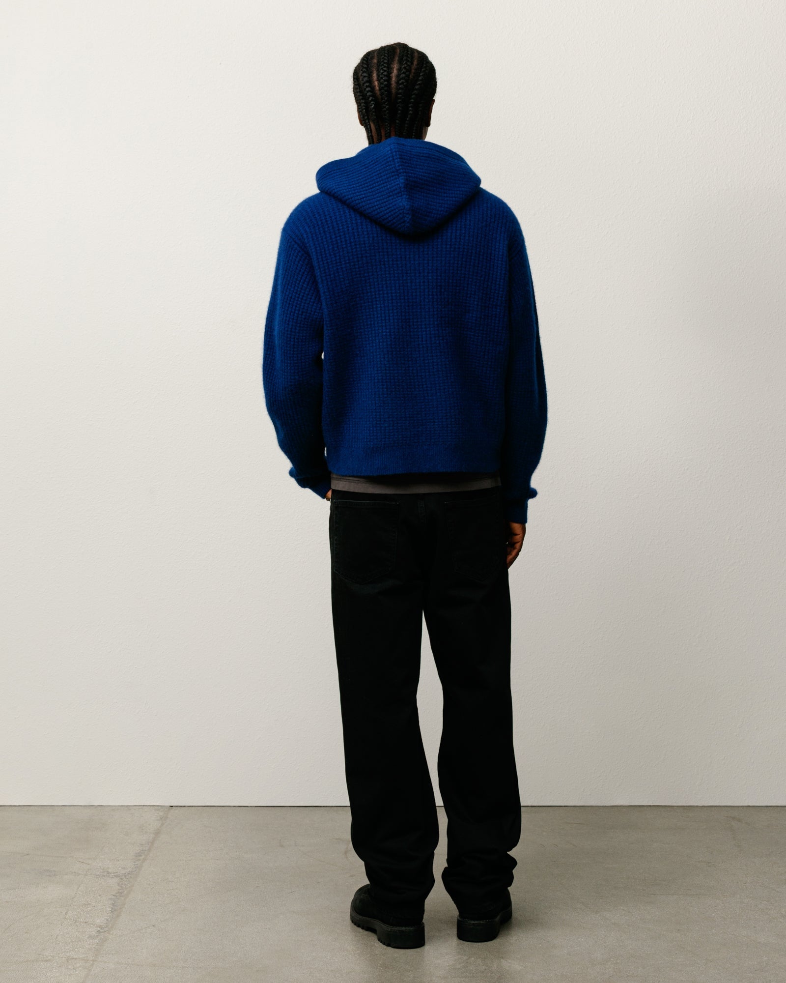 WAFFLE CASHMERE ZIP HOOD