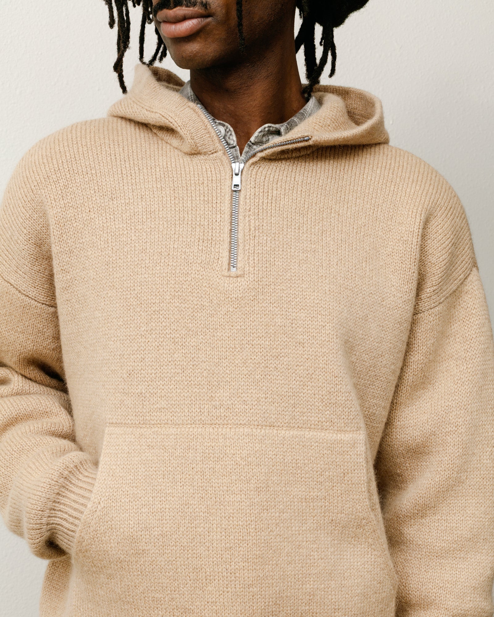 QUARTER ZIP SWEATER HOOD