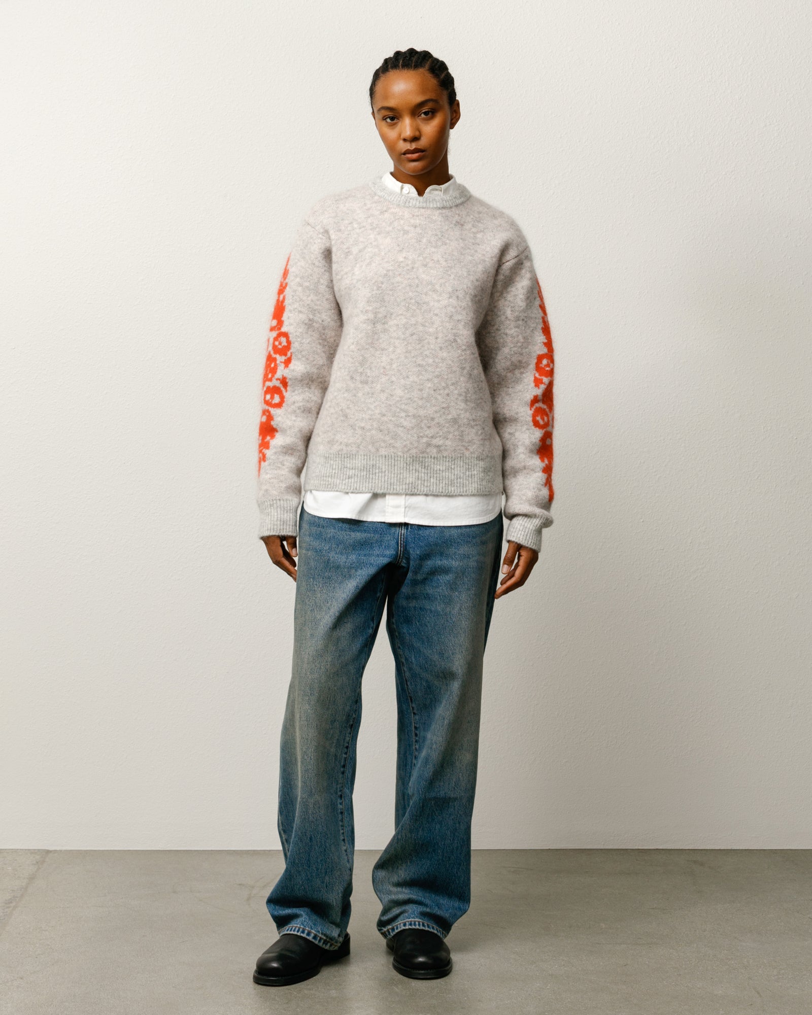 Mohair Flower Sweater – Grey Heather | Tops & Knits | Stüssy