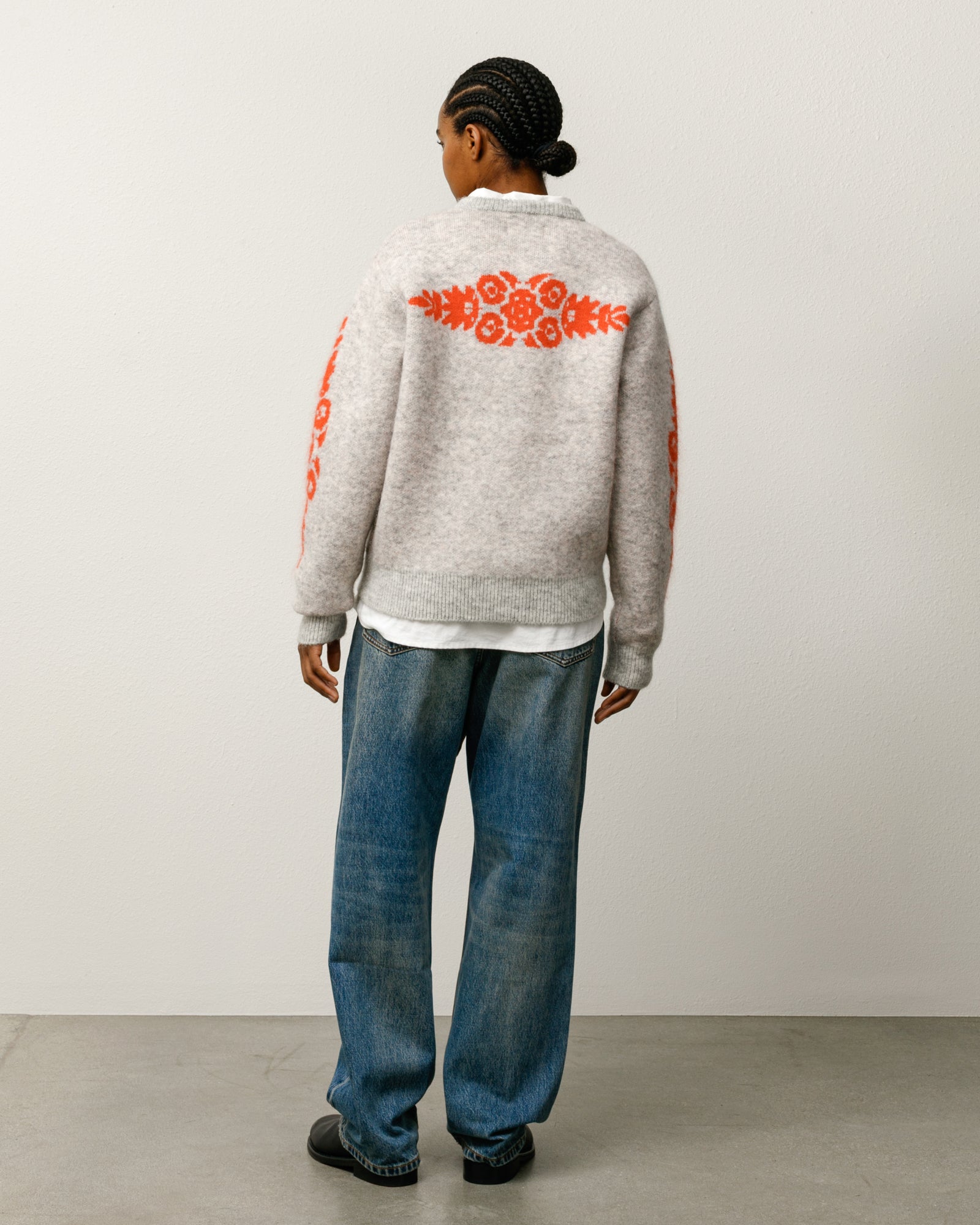 Mohair Flower Sweater – Grey Heather | Tops & Knits | Stüssy