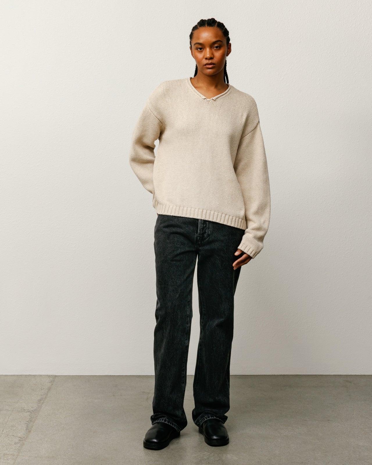 Roll V Neck Sweater – Oatmeal | Tops & Knits | Stüssy – Stussy AU
