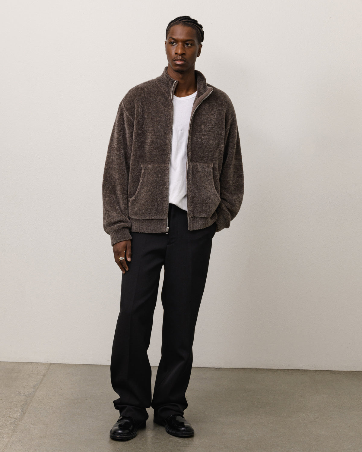 WOOL CASHMERE ZIP SWEATER