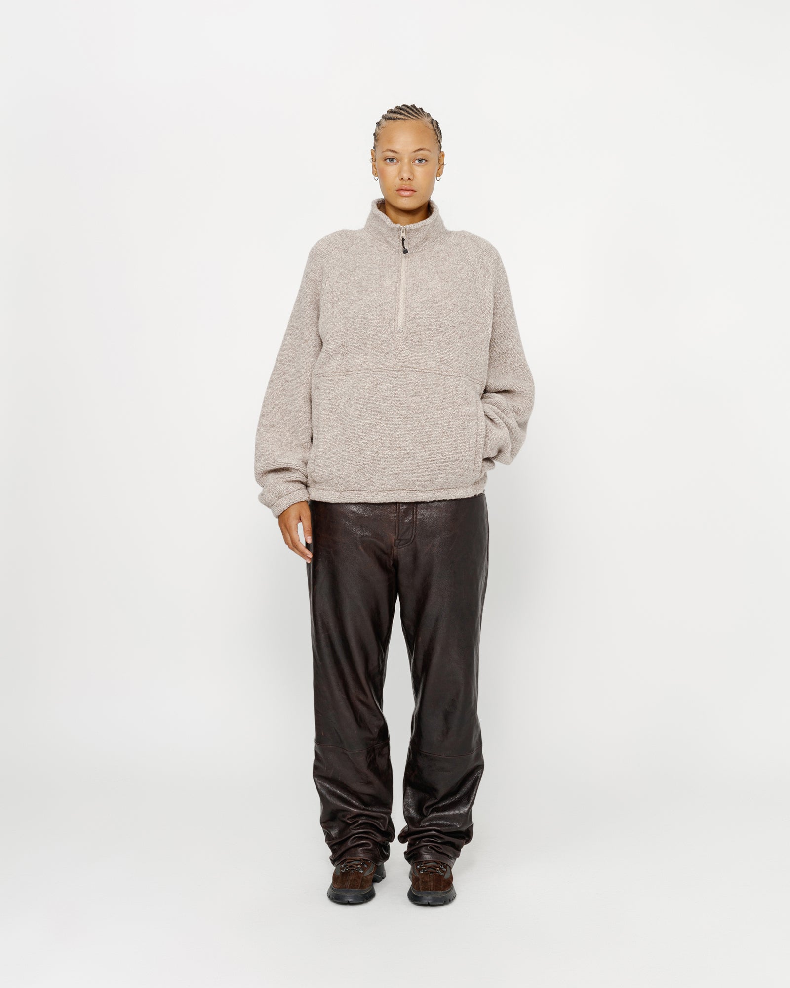 Wool Blend Sherpa Mock Neck in tan – Stüssy – Stussy AU