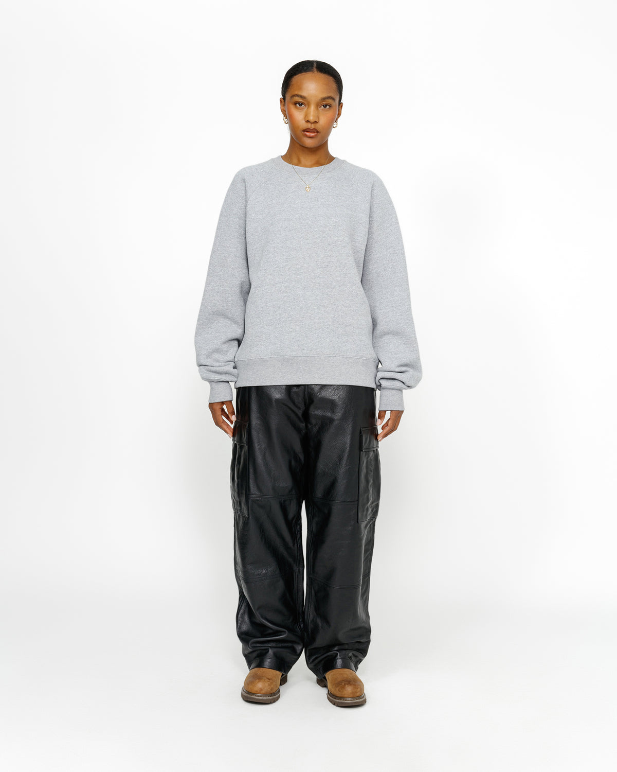 Fleece Raglan Crew in grey heather - Stüssy – Stussy AU