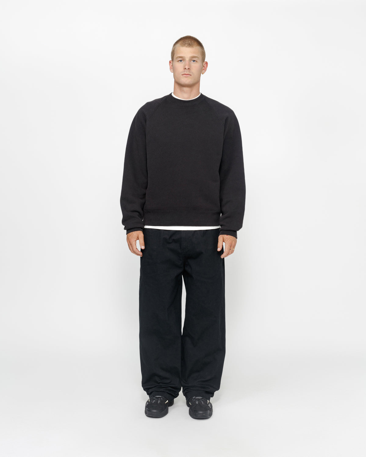 Relaxed Crew – Washed Black | Sweats | Stüssy – Stussy AU