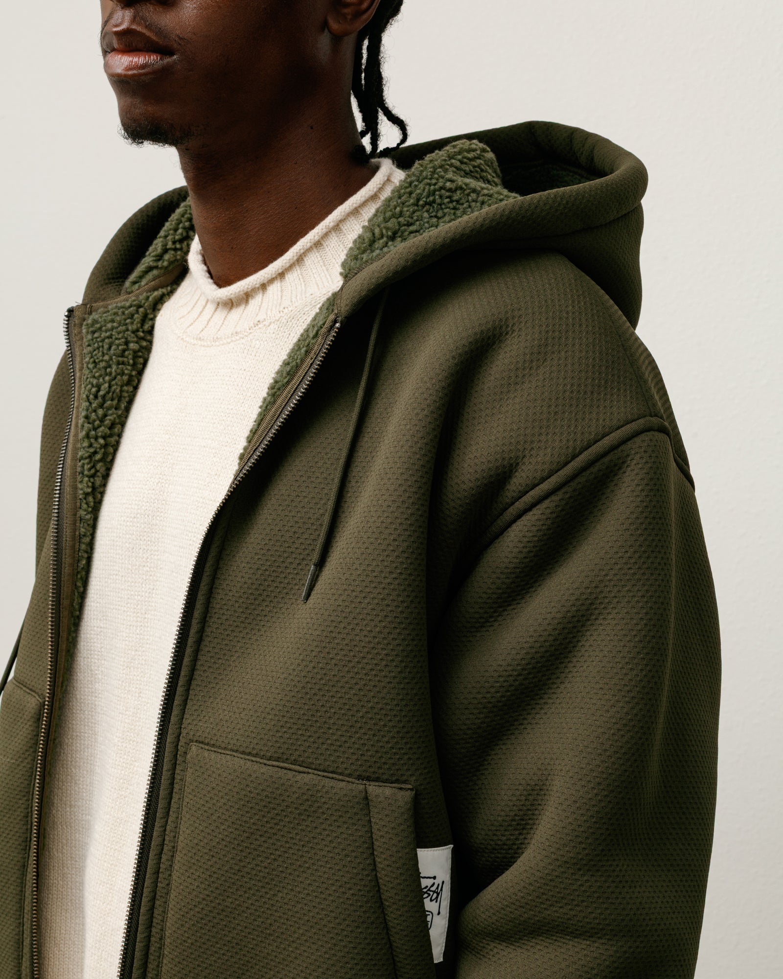 Bonded Sherpa Hoodie – Green | Sweats | Stüssy – Stussy AU