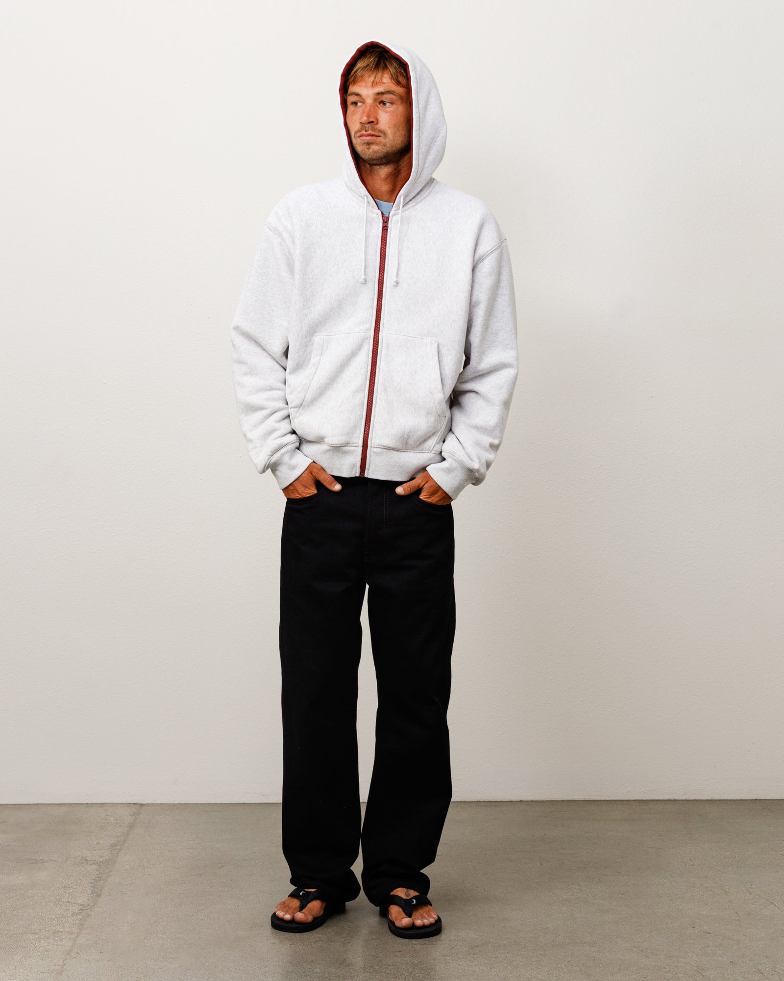 DOUBLE FACED ZIP HOOD