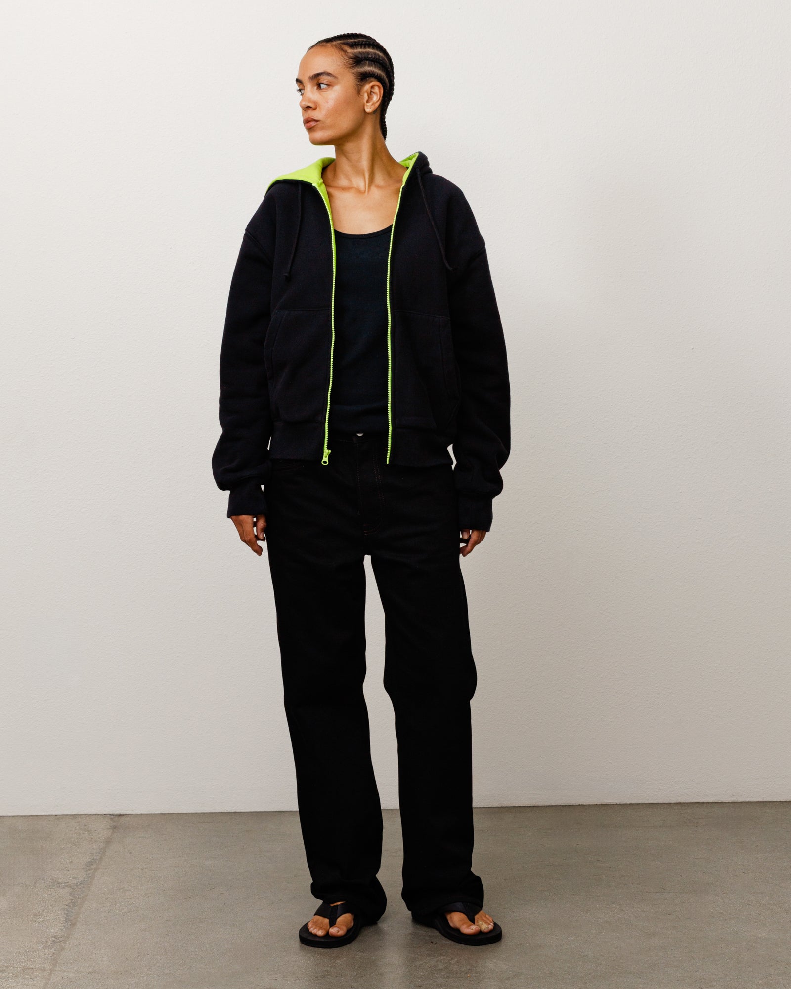 DOUBLE FACED ZIP HOOD