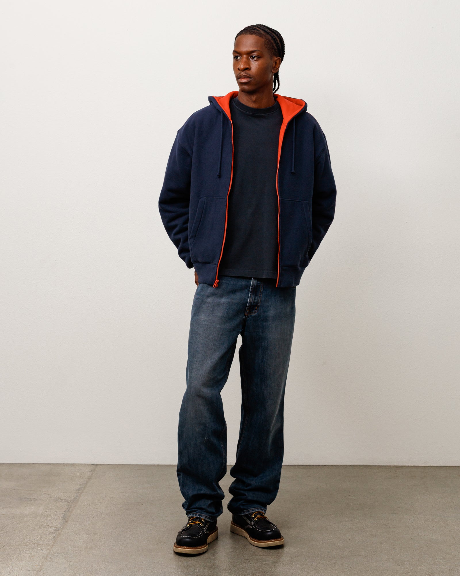 DOUBLE FACED ZIP HOOD