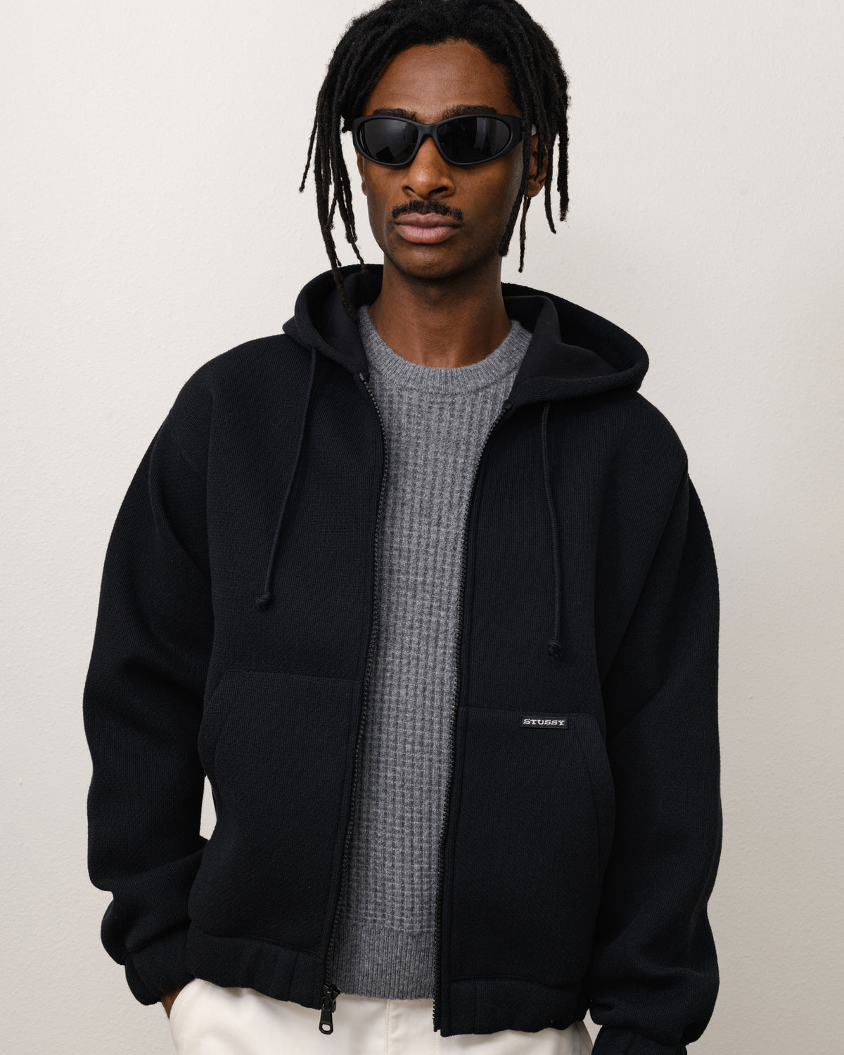 BONDED JERSEY ZIP HOOD
