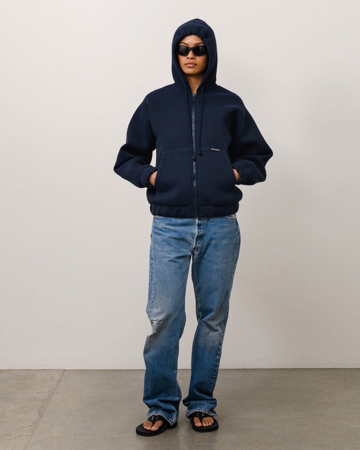 BONDED JERSEY ZIP HOOD