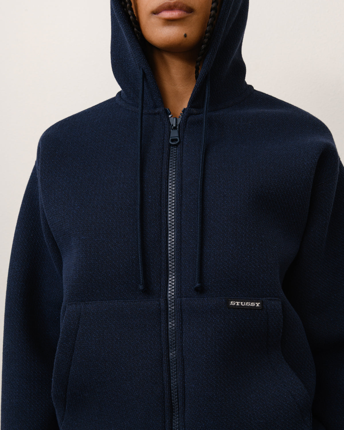 BONDED JERSEY ZIP HOOD