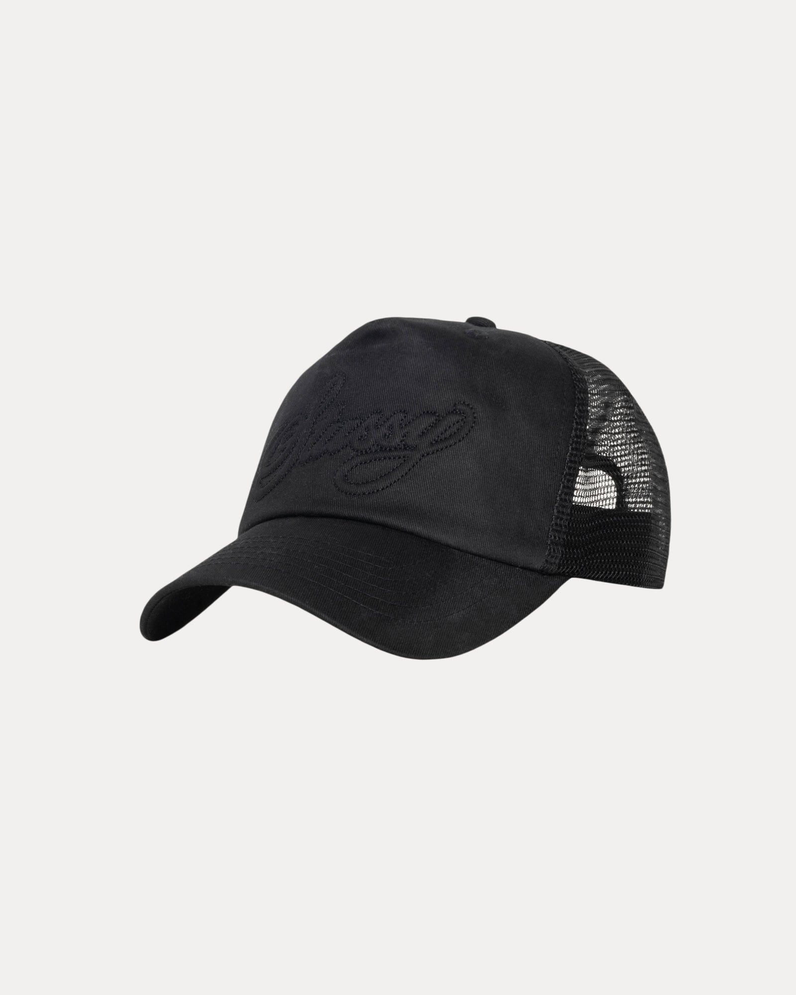 Trucker Cursive Stitch Snapback ‚ Black | Headwear | Stussy