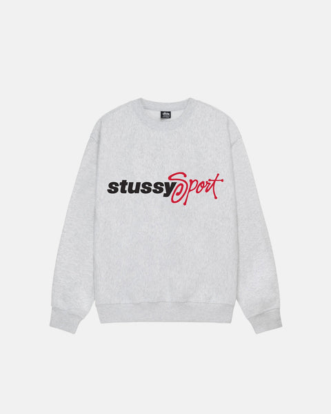 STÜSSY SPORT SCRIPT CREW ASH HEATHER SWEATS