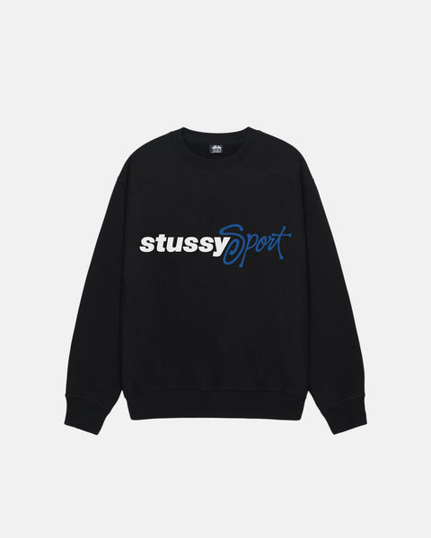 STÜSSY SPORT SCRIPT CREW BLACK SWEATS