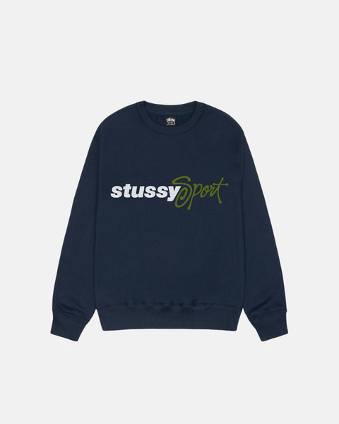 STÜSSY SPORT SCRIPT CREW NAVY SWEATS