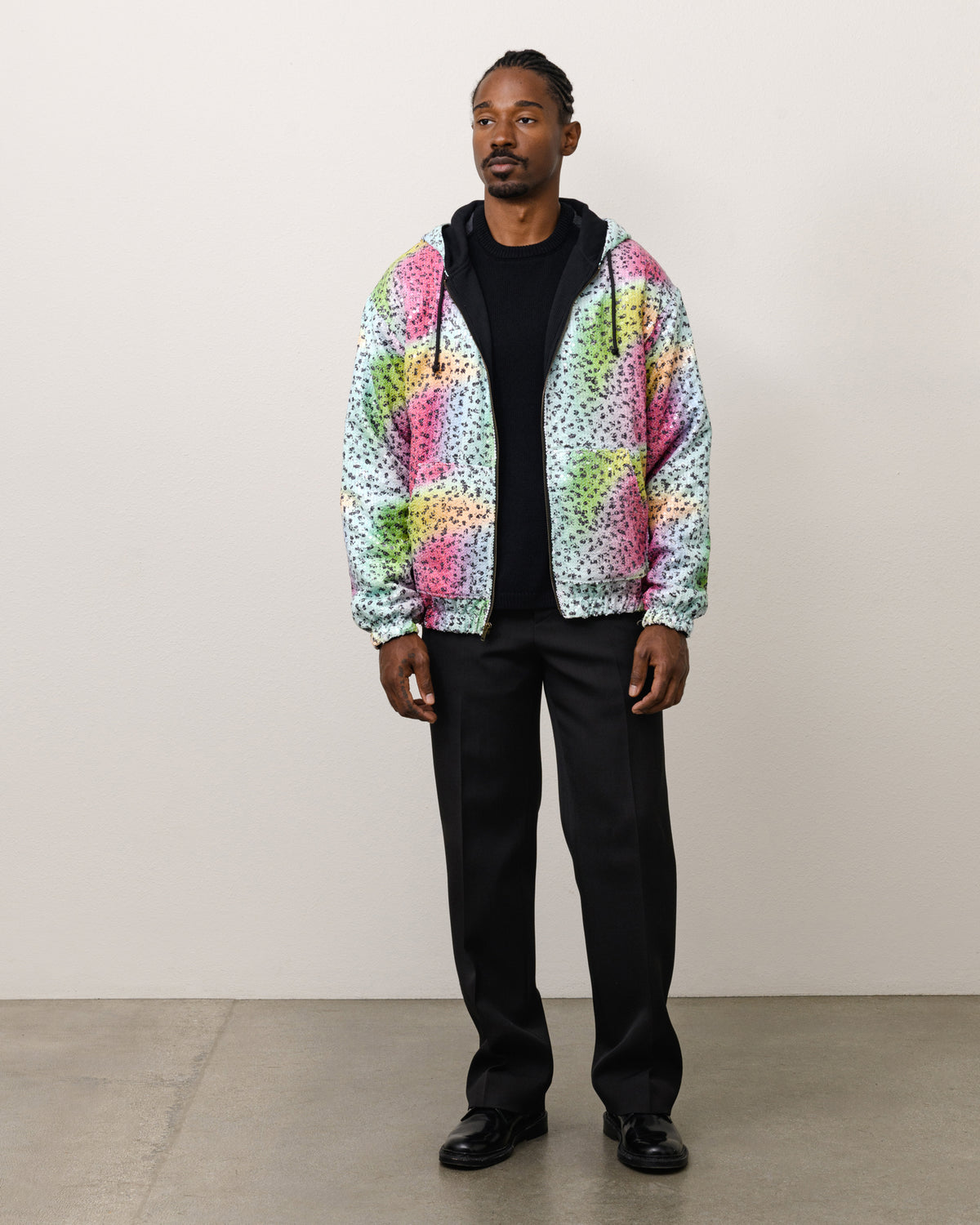 STUSSY TEARS SEQUIN ZIP HOODIE