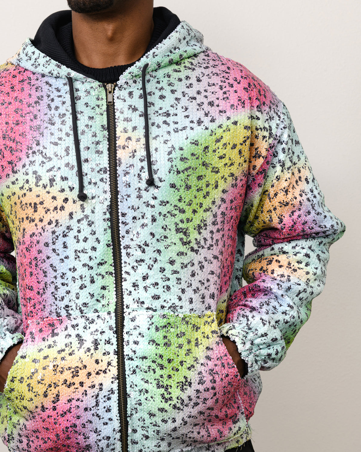 STUSSY TEARS SEQUIN ZIP HOODIE