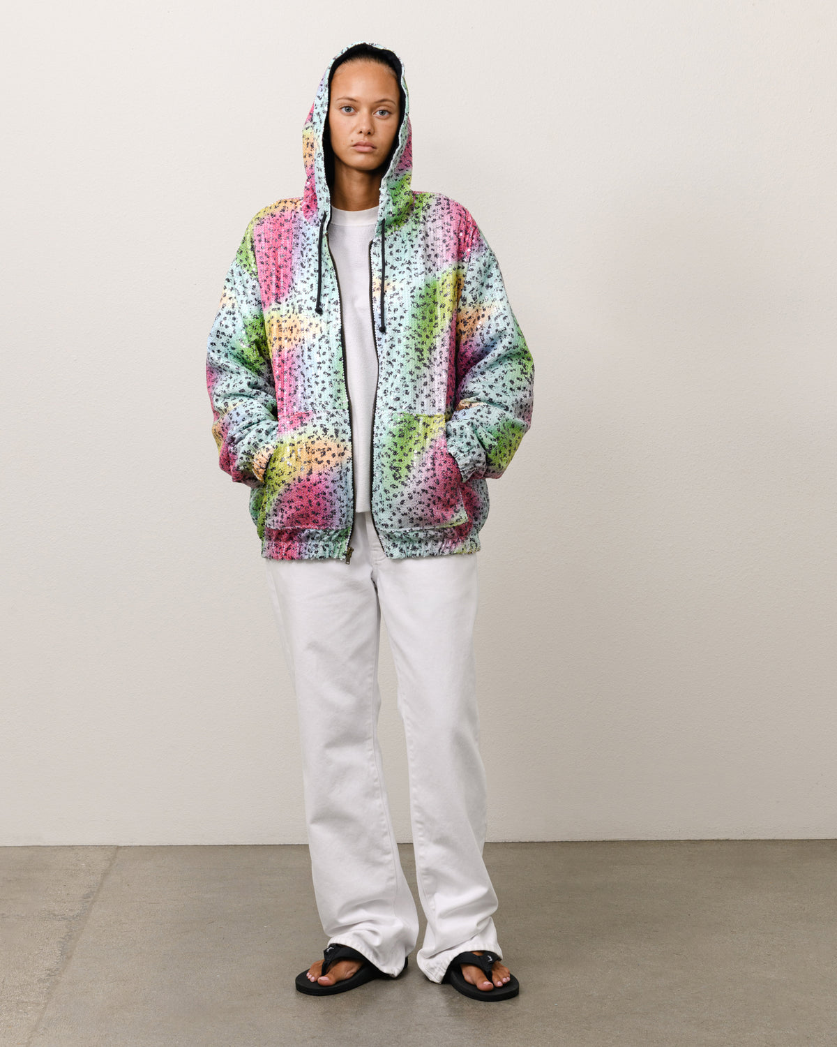 STUSSY TEARS SEQUIN ZIP HOODIE
