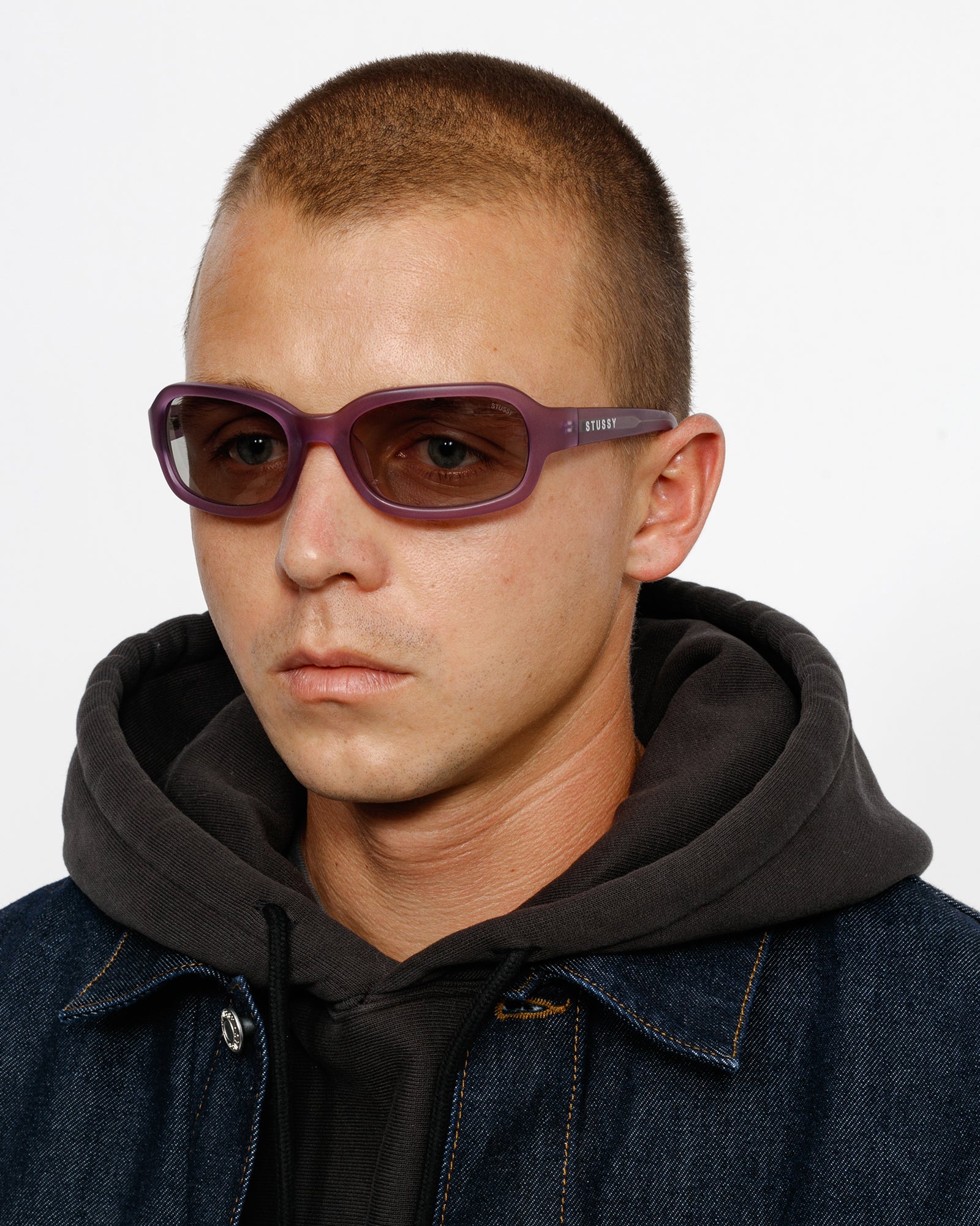 Rome Sunglasses in matte purple dark grey - Stüssy – Stussy AU